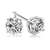 Imitation moissanite earrings with female heart S925 pure silver needle zircon earrings and earrings