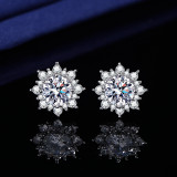Imitation moissanite earrings with female heart S925 pure silver needle zircon earrings and earrings