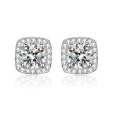 Imitation moissanite earrings with female heart S925 pure silver needle zircon earrings and earrings