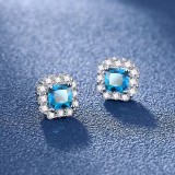 Imitation moissanite earrings with female heart S925 pure silver needle zircon earrings and earrings