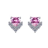 Imitation moissanite earrings with female heart S925 pure silver needle zircon earrings and earrings