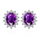 Imitation moissanite earrings with female heart S925 pure silver needle zircon earrings and earrings