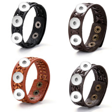 20MM Snaps button jewelry  3 buttons PU leather bracelet