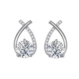 Imitation moissanite earrings with female heart S925 pure silver needle zircon earrings and earrings
