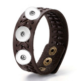 20MM Snaps button jewelry  3 buttons PU leather bracelet