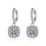 Imitation moissanite earrings with female heart S925 pure silver needle zircon earrings and earrings