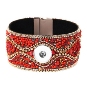 Bohemian bracelet, ethnic style, all hand-made Beaded Bracelet 20mm snap button bracelet