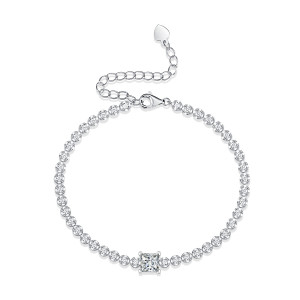 S925 silver inlaid moissanite Rubik's Cube bracelet for couples