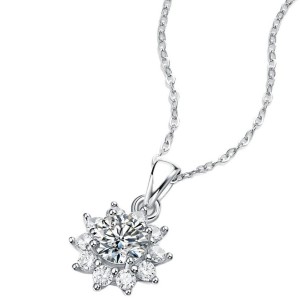 1 carat new 925 silver moissanite necklace, women's sunflower collarbone chain