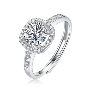 S925 Silver Ring with Moissanite New Gift Ring Adjustable