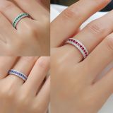 New 925 Silver Ring Children's Synthetic Colored Gemstone Moissanite Ring