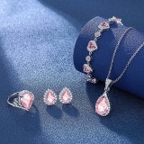 Blue, red, yellow, green, purple, white gemstone zircon necklace set, ring, earring, pendant for women