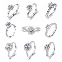 1 carat zircon imitation moissanite open ring for women's jewelry