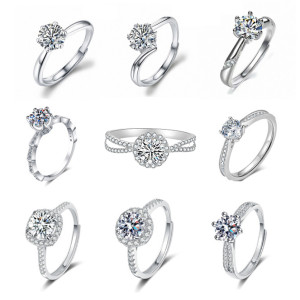 1 carat zircon imitation moissanite open ring for women's jewelry