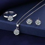 Blue, red, yellow, green, purple, white gemstone zircon necklace set, ring, earring, pendant for women