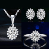 Blue, red, yellow, green, purple, white gemstone zircon necklace set, ring, earring, pendant for women