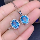 Blue, red, yellow, green, purple, white gemstone zircon necklace set, ring, earring, pendant for women