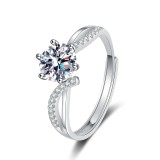 1 carat zircon imitation moissanite open ring for women's jewelry