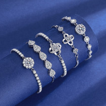 Imitation moissanite zircon clover bracelet for girls, with a light luxury and high-end feel