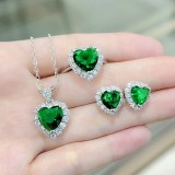 Blue, red, yellow, green, purple, white gemstone zircon necklace set, ring, earring, pendant for women