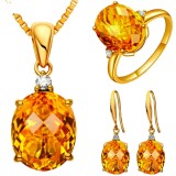 Blue, red, yellow, green, purple, white gemstone zircon necklace set, ring, earring, pendant for women