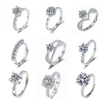 1 carat zircon imitation moissanite open ring for women's jewelry