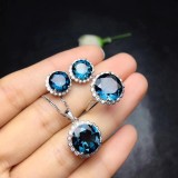 Blue, red, yellow, green, purple, white gemstone zircon necklace set, ring, earring, pendant for women