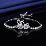 Imitation moissanite zircon clover bracelet for girls, with a light luxury and high-end feel