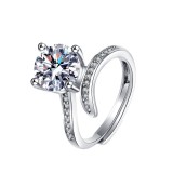 1 carat zircon imitation moissanite open ring for women's jewelry