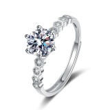 1 carat zircon imitation moissanite open ring for women's jewelry