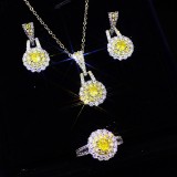 Blue, red, yellow, green, purple, white gemstone zircon necklace set, ring, earring, pendant for women