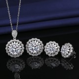 Blue, red, yellow, green, purple, white gemstone zircon necklace set, ring, earring, pendant for women