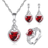 Blue, red, yellow, green, purple, white gemstone zircon necklace set, ring, earring, pendant for women