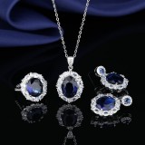 Blue, red, yellow, green, purple, white gemstone zircon necklace set, ring, earring, pendant for women