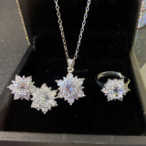 Blue, red, yellow, green, purple, white gemstone zircon necklace set, ring, earring, pendant for women