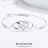 Imitation moissanite zircon clover bracelet for girls, with a light luxury and high-end feel