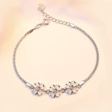 Imitation moissanite zircon clover bracelet for girls, with a light luxury and high-end feel
