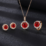 Blue, red, yellow, green, purple, white gemstone zircon necklace set, ring, earring, pendant for women