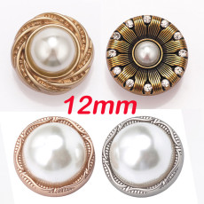 12MM Pearl flower  rhinestones  metal  snap buttons