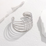 20MM SNAP BUTTON Bangle Wide geometric line stainless steel bracelet for women