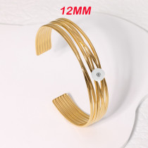 12MM SNAP BUTTON Stainless Steel Bracelet Open Handpiece Wholesale for Women