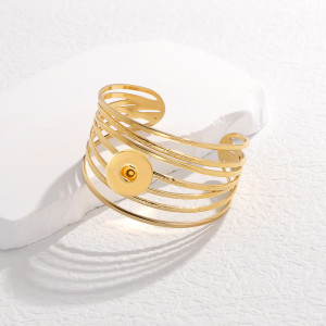 20MM SNAP BUTTON Bangle Wide geometric line stainless steel bracelet for women