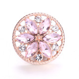 Flower 20mm snap button Alloy  rhinestone