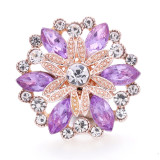 Flower rose gold 20mm snap button Alloy  rhinestone