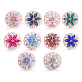 Flower 20mm snap button Alloy  rhinestone