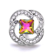 four-leaf clover  20mm snap button Alloy  rhinestone