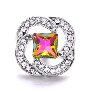 four-leaf clover  20mm snap button Alloy  rhinestone