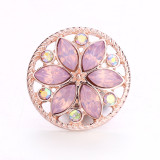 Flower 20mm snap button Alloy  rhinestone