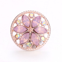 Flower 20mm snap button Alloy  rhinestone
