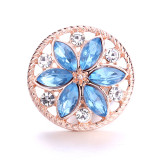 Flower 20mm snap button Alloy  rhinestone